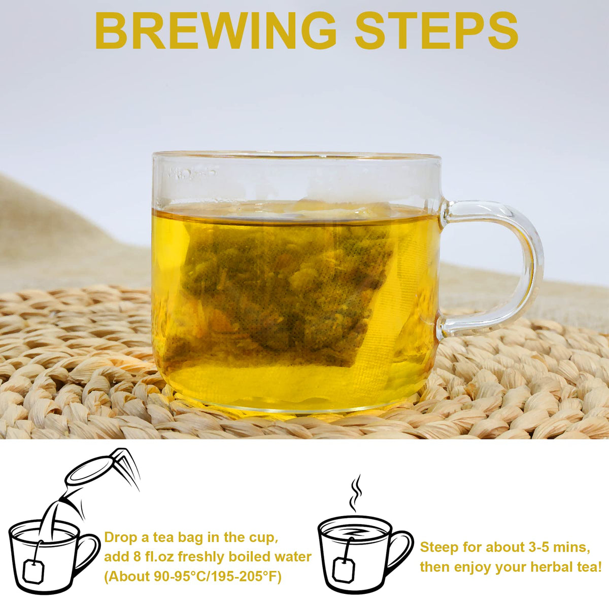 TEARELAE dried ingredients featuring burdock root and goji berry for a flavorful infusion.