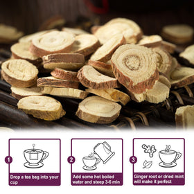 TEARELAE licorice-root-tea-bag-on-table invites convenient single-bag brewing.