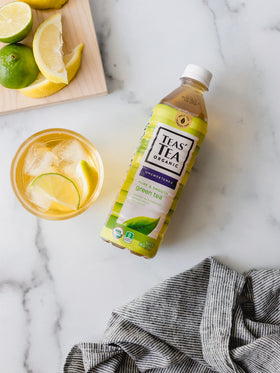 Teas' Tea serving glass shows vibrant color and instant, satisfying refreshment.