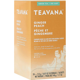 Teavana Ginger Peach Green Tea bags, ready to brew quickly for a comforting cup