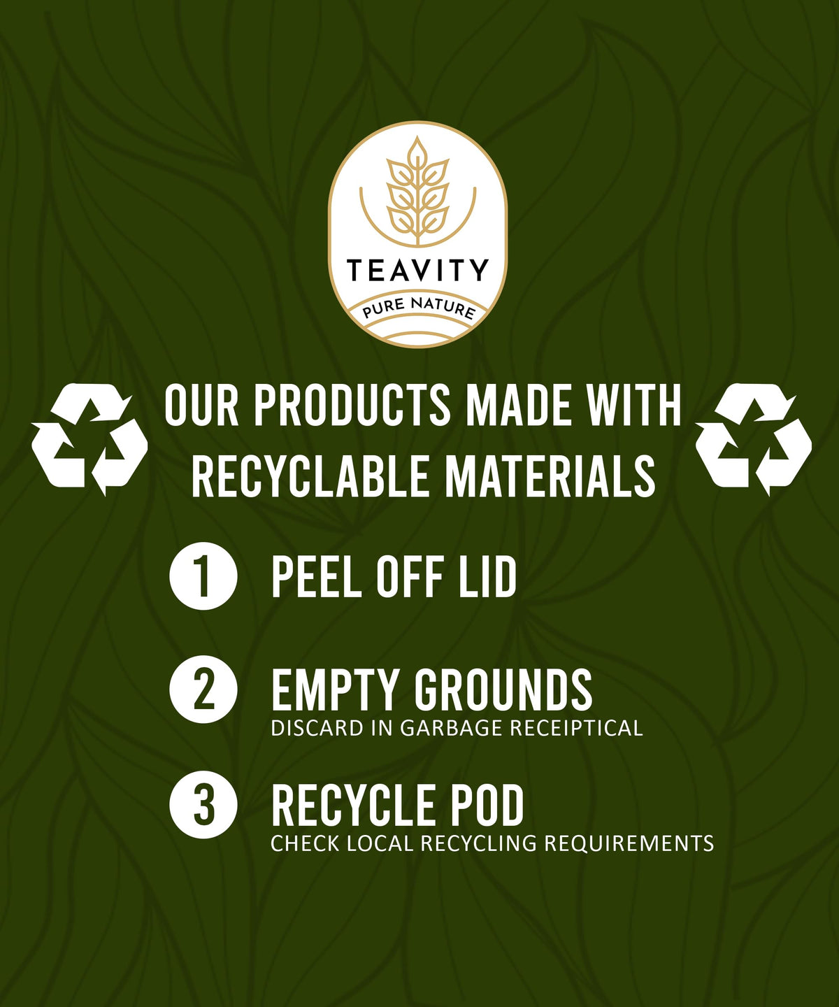 Teavity pods compatible with Keurig and KCup brewers for easy brewing