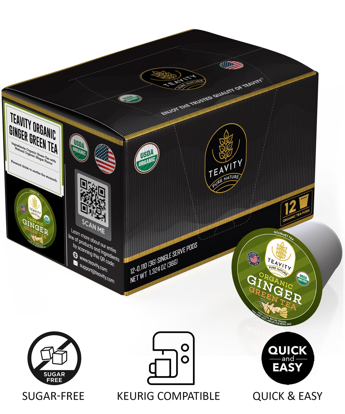 Dye-free unsweetened Teavity pods delivering clean, natural flavor