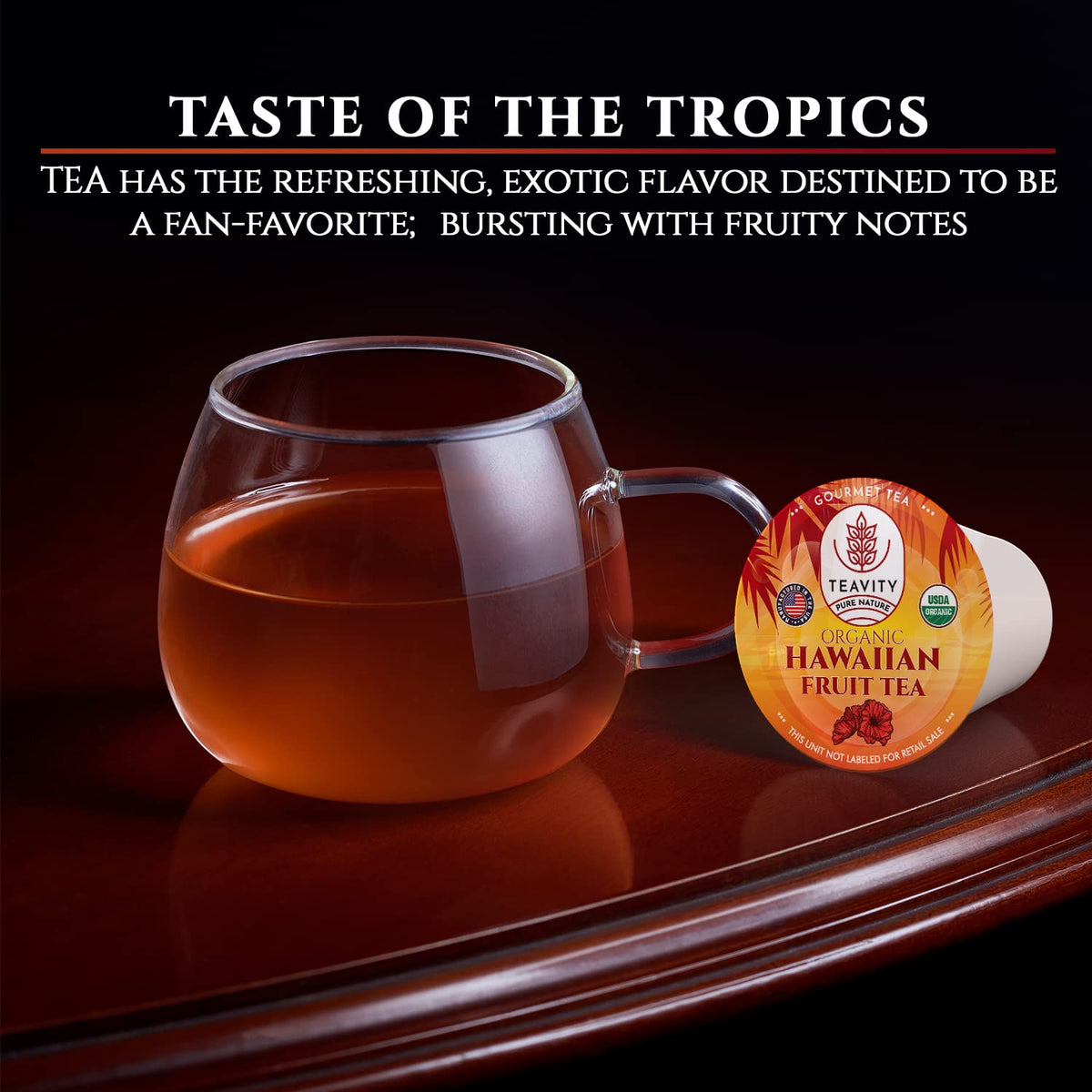 Teavity hibiscus teapod close-up reveals vibrant, fruity aroma.