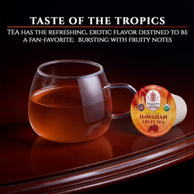 Teavity hibiscus teapod close-up reveals vibrant, fruity aroma.