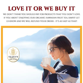 Teavity shrink-wrapped packaging protects freshness during shipping.