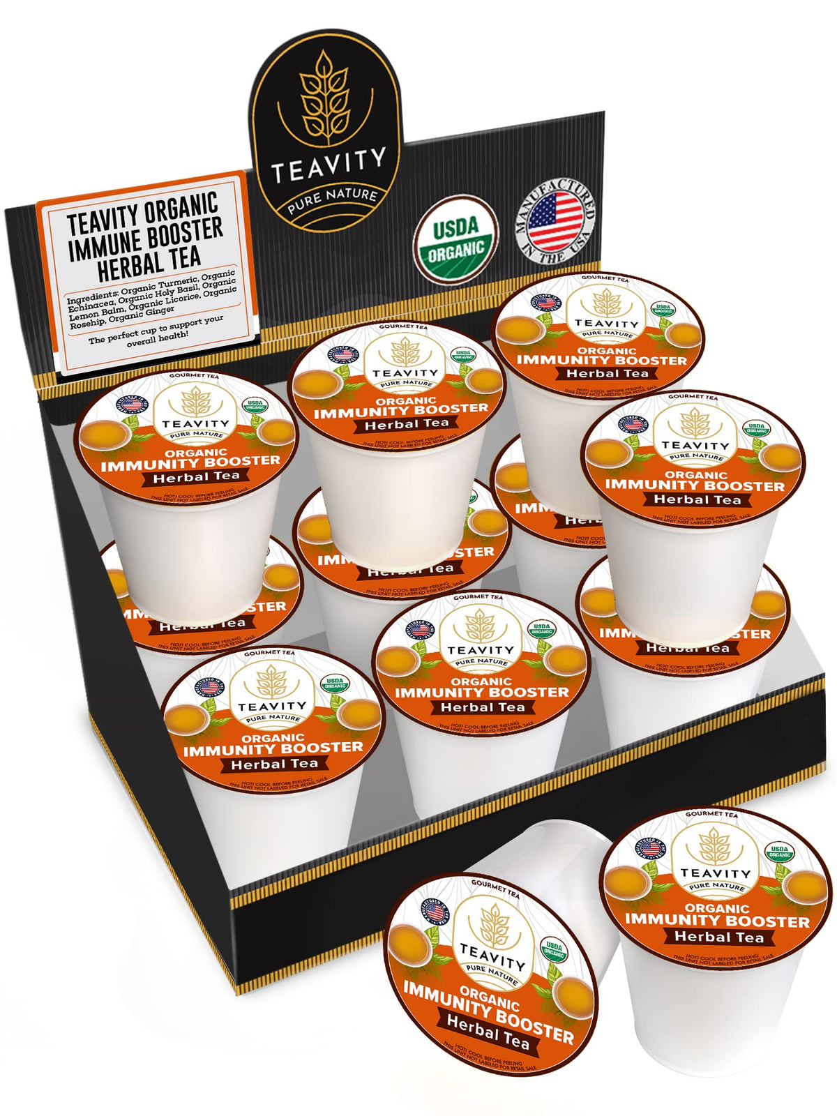 Teavity organic ginger tea pod ready for convenient hot or iced cups via Keurig.