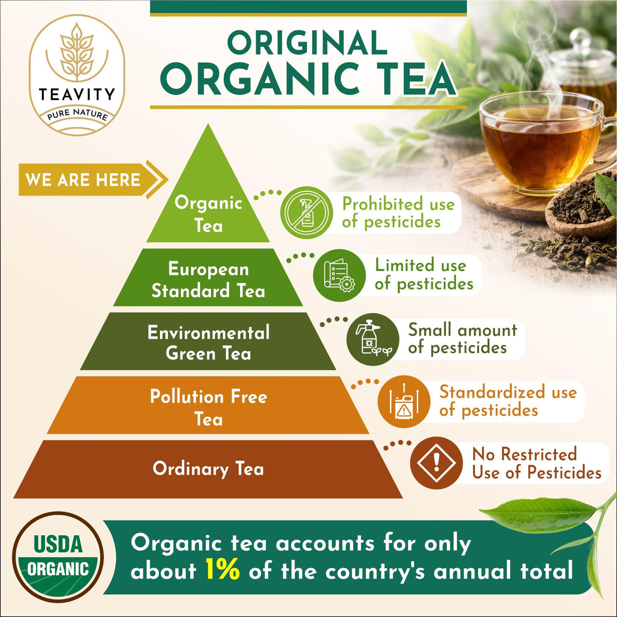 Closeup of Teavity tea pods reveals premium organic blends and natural ingredients.
