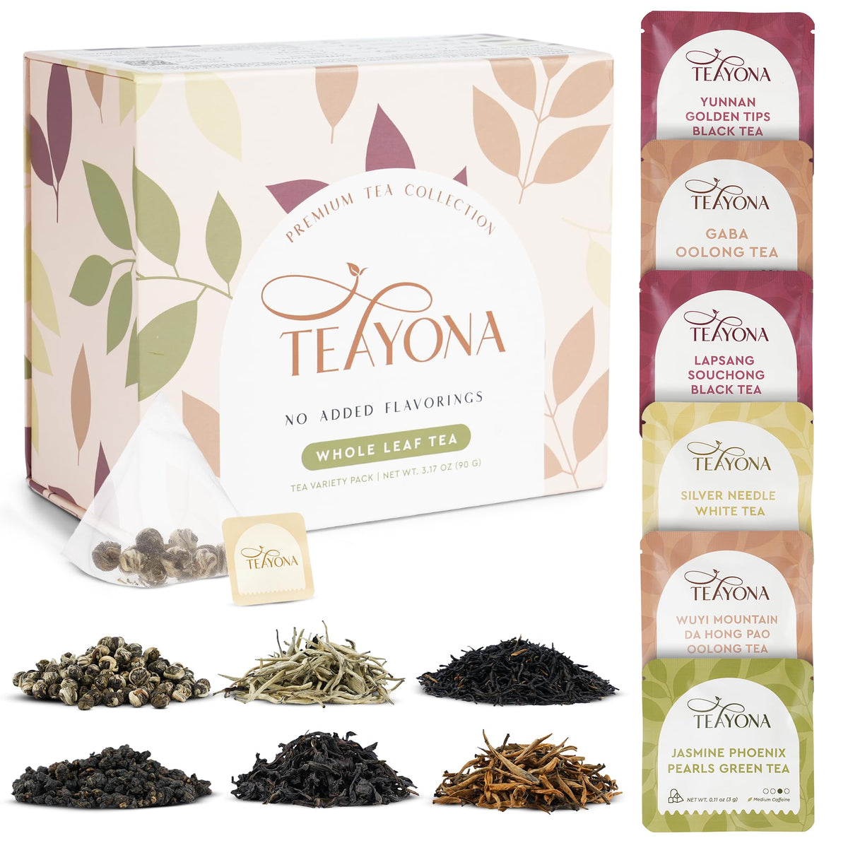 Teayona Premium Tea Variety Pack front view for daily tea exploration.