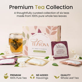 Teayona Premium Tea Variety Pack sachet open to show individual servings.