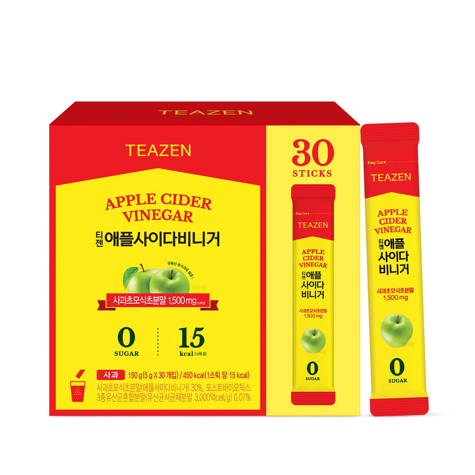 TEAZEN Apple Cider Vinegar drink packets front view for quick digestion support