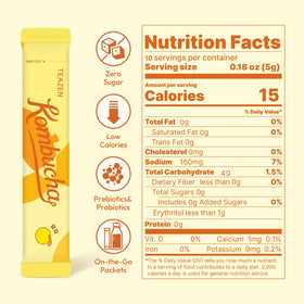 On-the-go TEAZEN Citron Kombucha packet in a tote or gym bag