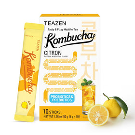 TEAZEN Citron Kombucha packet ready to dissolve for a quick refreshment