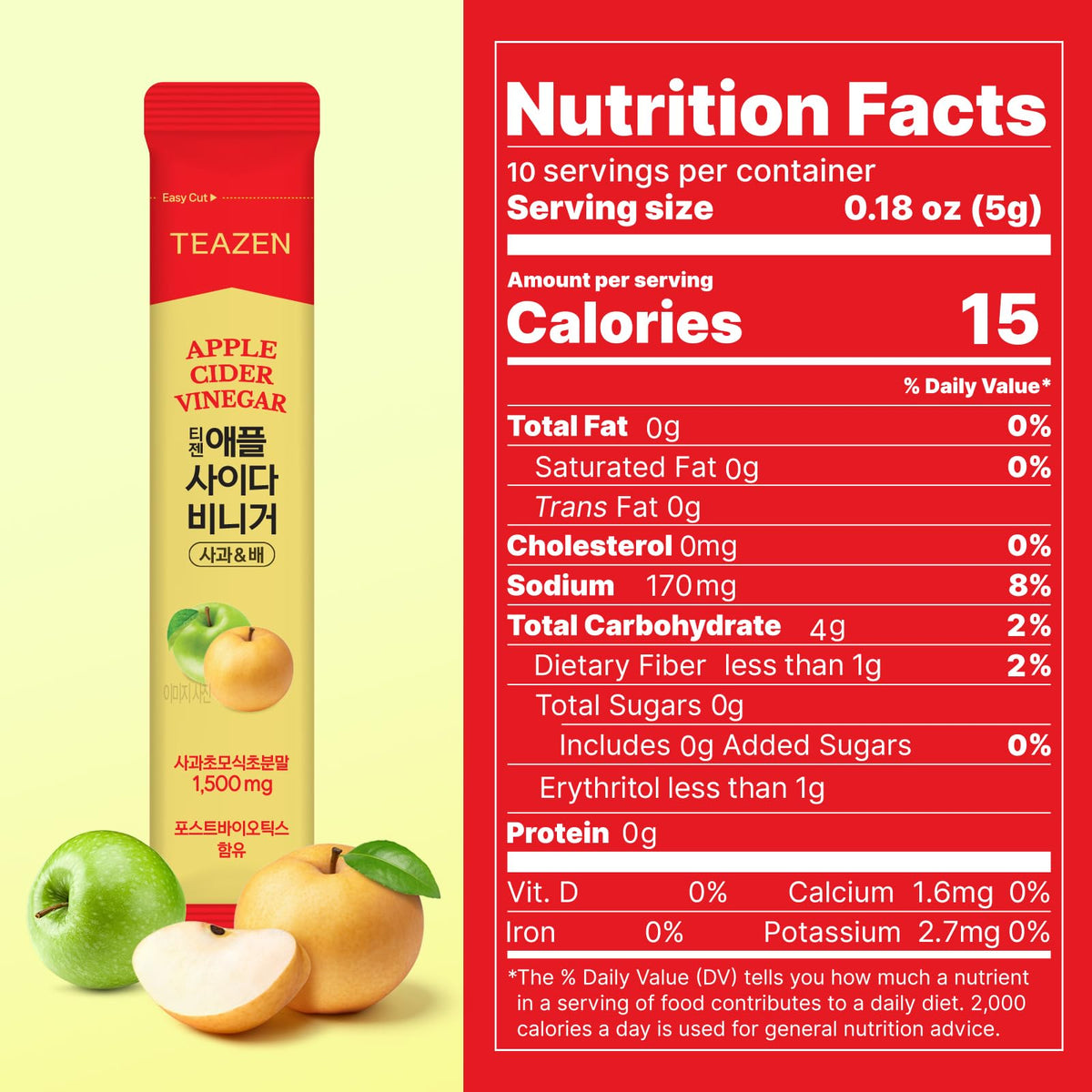 TEAZEN dissolving powder in water visual suggests zero sugar, low calories option.