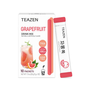 TEAZEN grapefruit tea powder stick-pack for quick on-the-go hydration.
