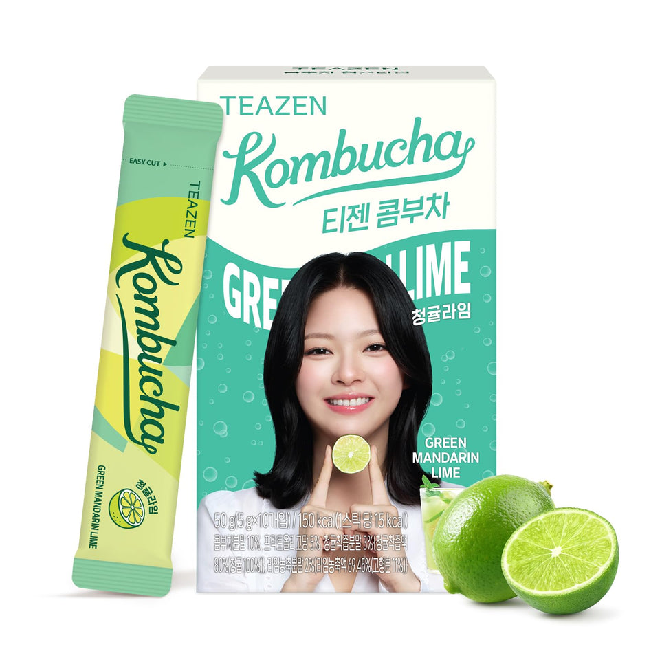 TEAZEN Green Mandarin Lime packet for on-the-go hydration and quick mixing.