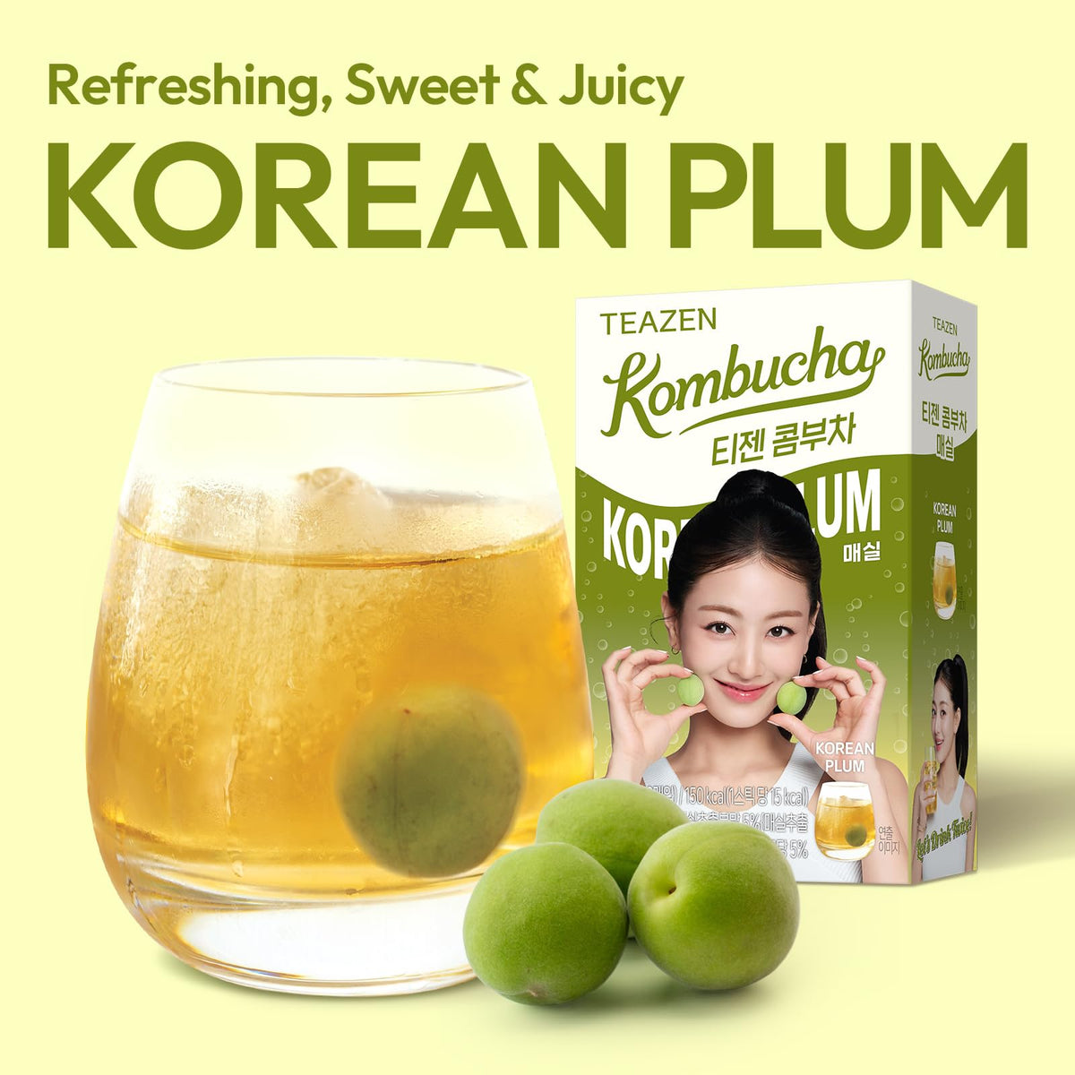 TEAZEN Kombucha powder dissolves instantly in water for a fizzy sugar free drink