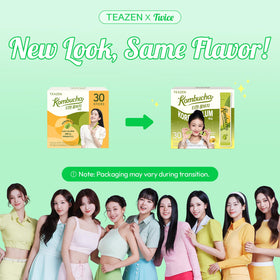 TEAZEN packaging with light, portable sachets for travel-friendly use.