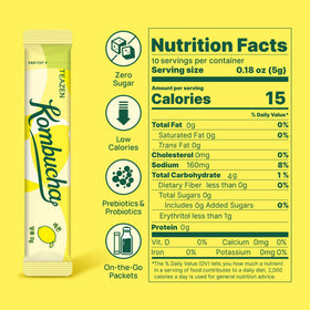 TEAZEN Lemon Kombucha probiotics and prebiotics in a tasty, probiotic drink option.