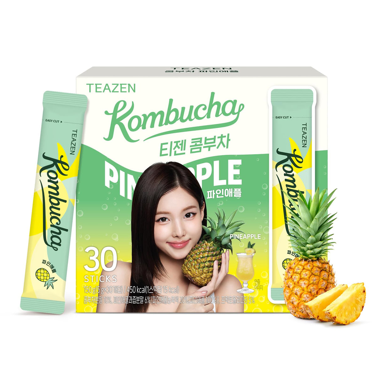 TEAZEN Pineapple Kombucha Powder packet on-the-go for easy hydration
