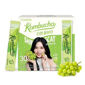 TEAZEN Shine Muscat powder packaging shows convenient on-the-go hydration.