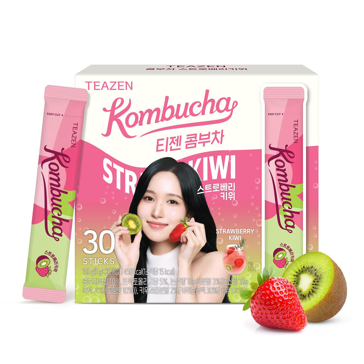 Teazen strawberry kiwi powder stick for quick on-the-go hydration