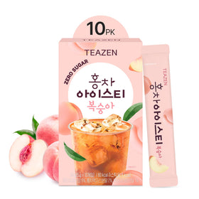 Teazen Summer Peach Iced Tea stick for easy, zero-sugar refreshment.