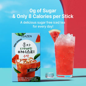 Close-up of TEAZEN ingredients highlighting natural flavors and decaf tea