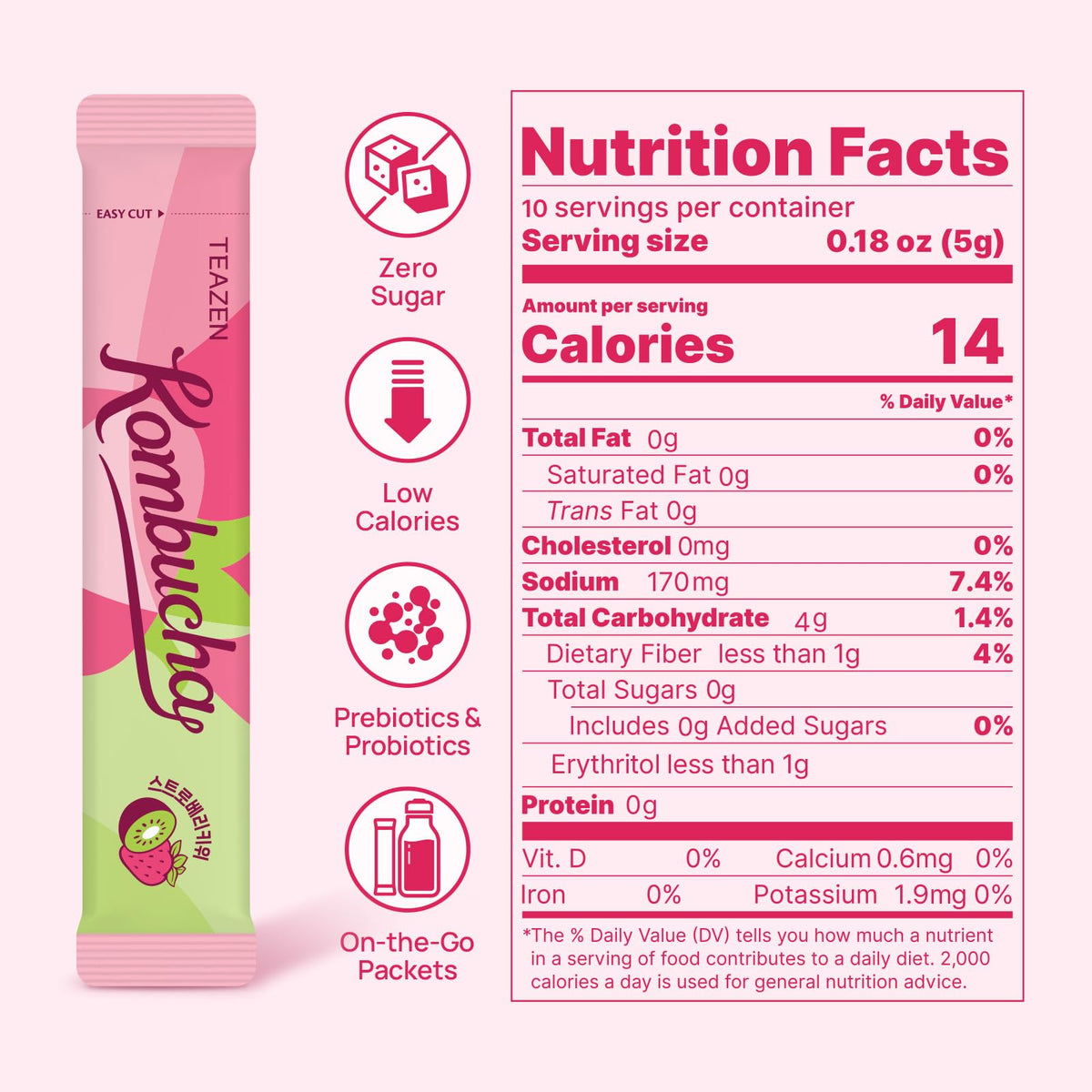 TEAZEN includes 100 mg Vitamin C per stick for daily nutrition.
