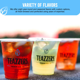 Teazzers unsweetened green tea bags provide a clean flavor base.