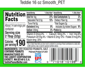 Close-up of a Teddie smooth peanut butter jar from the 3-pack
