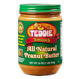 Teddie all natural old fashion smooth peanut butter pack of 3 label on jar