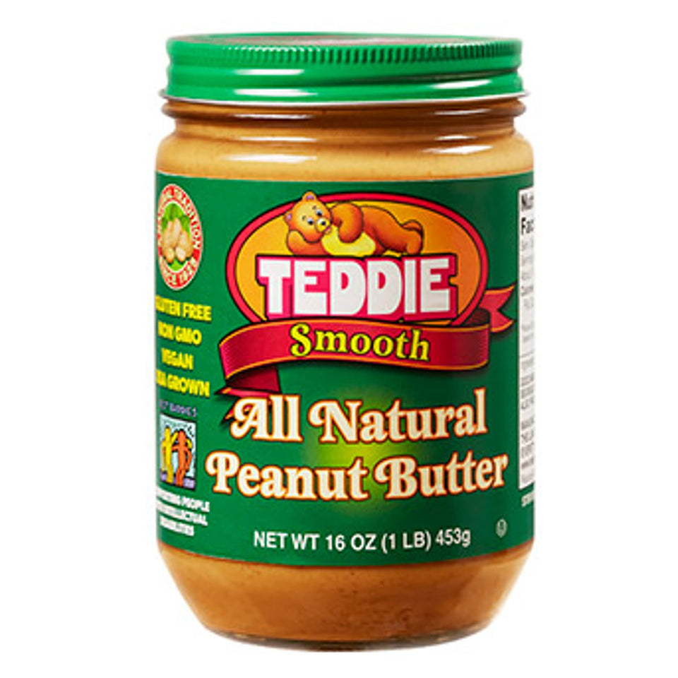 Teddie all natural old fashion smooth peanut butter pack of 3 label on jar