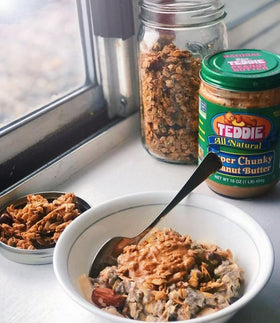 Versatile spread on a bagel using Teddie old fashion smooth
