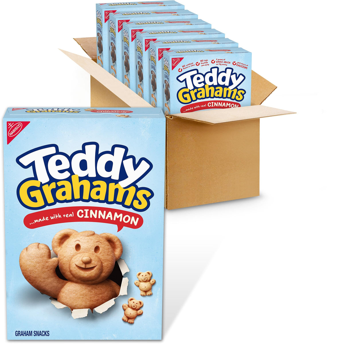 TEDDY GRAHAMS Cinnamon bear-shaped snacks packaged for fun lunchbox treats