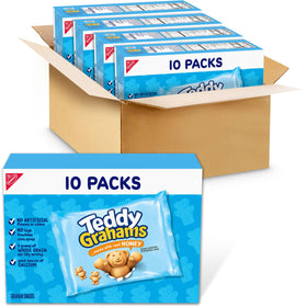 TEDDY GRAHAMS honey snack packaging variations for on-the-go snacks.