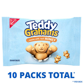 TEDDY GRAHAMS real honey flavor enhances sweet kid-friendly snacking.
