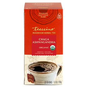 Teeccino 25-tea-bags box on kitchen counter ready for tea time.