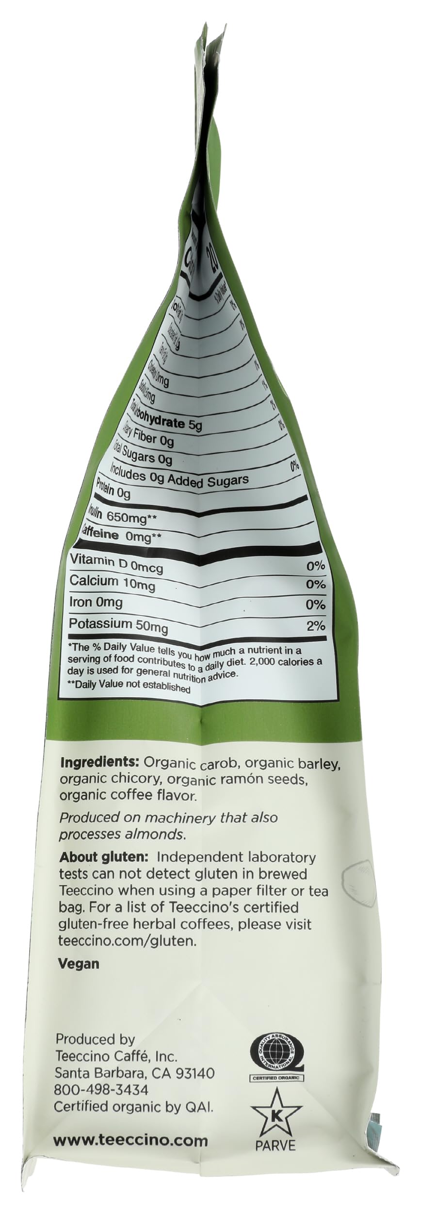 Teeccino acid-free formula gentle on digestion and stomach comfort.