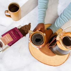 Teeccino acid-free blend—gentle on digestion compared to highly acidic coffee.