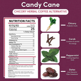 Teeccino Candy Cane brewed in a coffee maker for a low acid, caffeine free cup