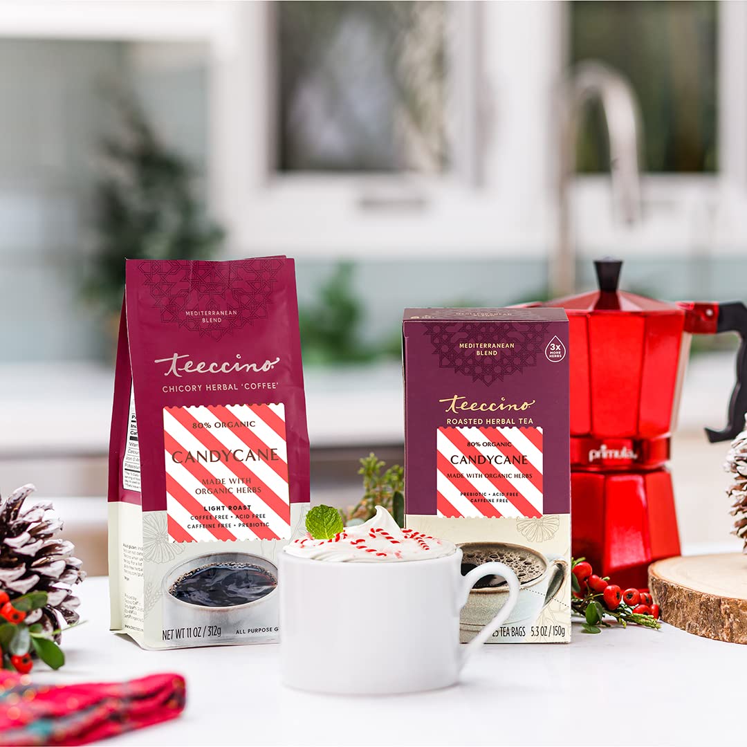 Teeccino Candy Cane dessert style beverage with maple flavor suggestion
