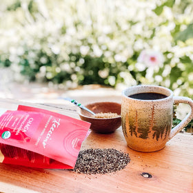 Cappuccino-ready Teeccino Chaga Ashwagandha blend for anytime indulgence