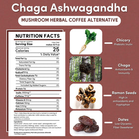 Steaming Teeccino Chaga Ashwagandha cup ready for hot or iced brew