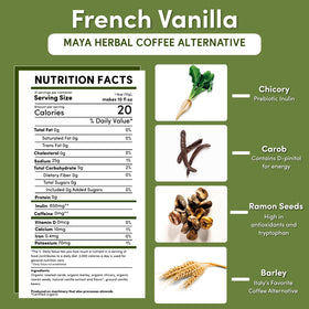 Teeccino chicory vanilla iced-brew presents a refreshing caffeine-free cold option.