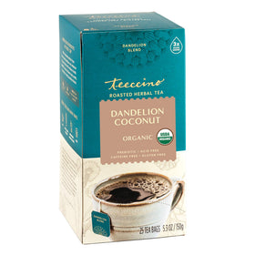 Teeccino Dandelion Coconut Tea bag with caffeine-free blend for anytime.