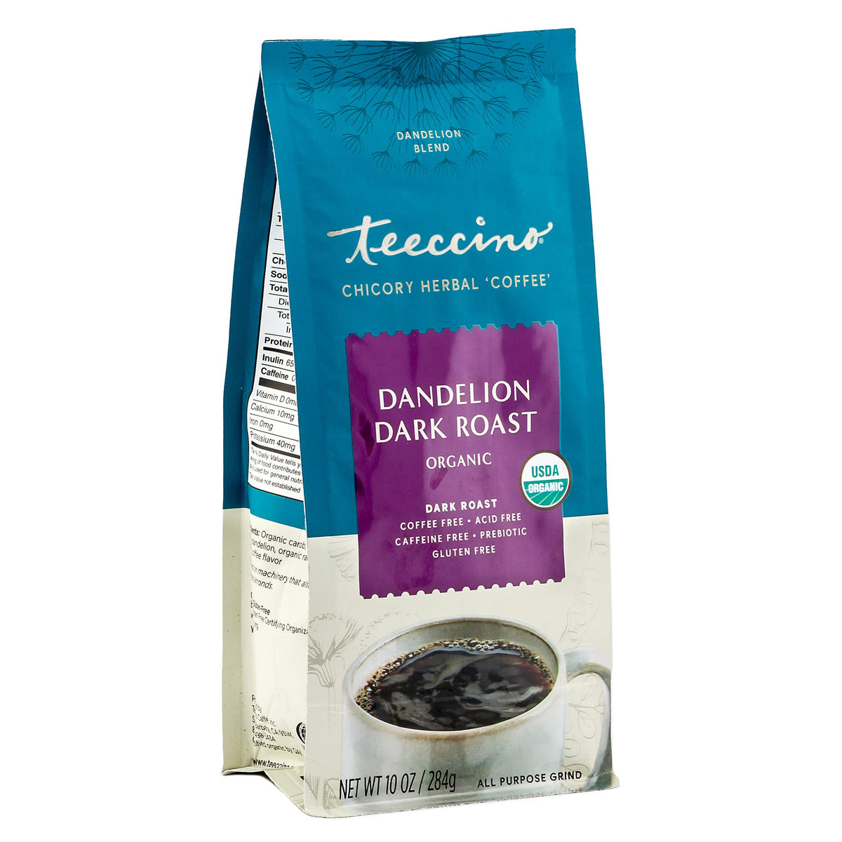 Teeccino Dandelion Dark Roast inside-pack view ready to brew