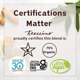 Teeccino Dandelion Mocha Cappuccino Foam highlights velvety crema without caffeine