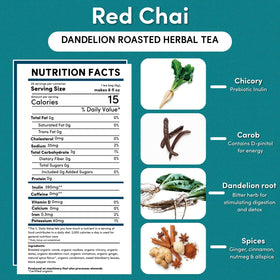 Teeccino Dandelion Red Chai cup steeped with warm spice aroma