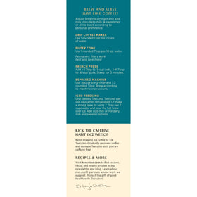Teeccino Dandelion Vanilla Nut kitchen setup with coffee essentials.