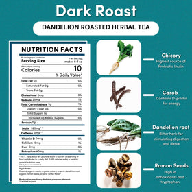 Teeccino dark roast coffee alternative aroma in a mug
